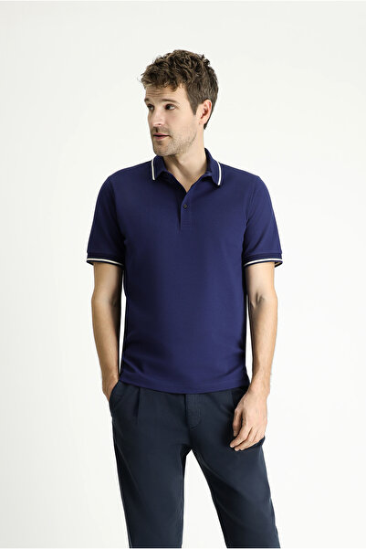 Kiğılı Polo Neck Regular Fit Patterned Cotton T-Shirt