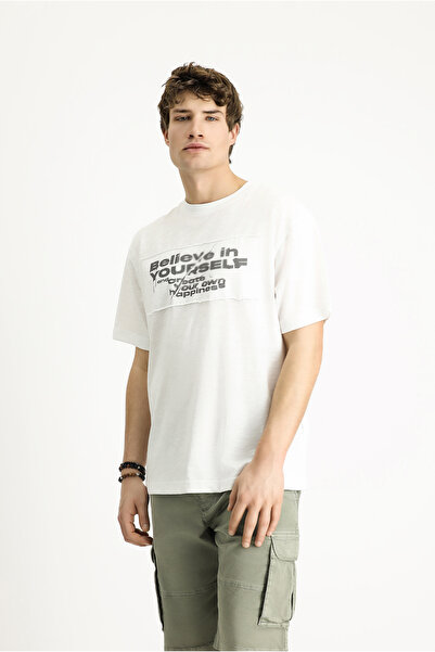 Kiğılı Oversize Printed Cotton T-Shirt - Crew Neck