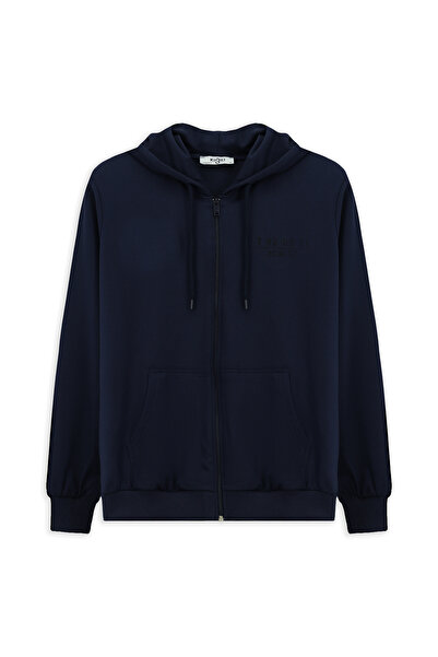 Kiğılı Hooded Regular Fit Zippered Printed Cotton Sweatshirt