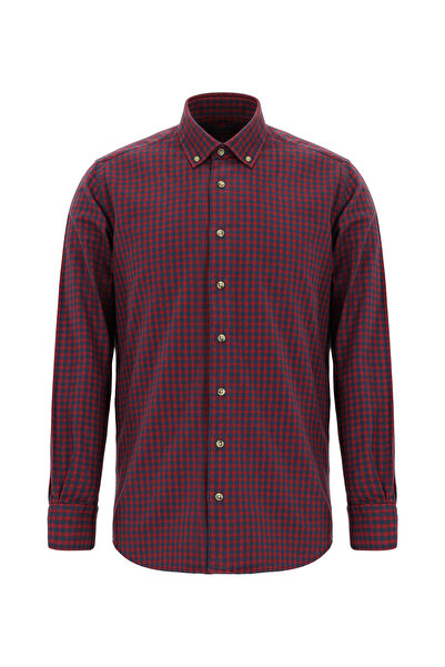 Abdullah Kiğılı Long Sleeve Slim Fit Slim Fit Lumberjack Plaid Cotton Button ...