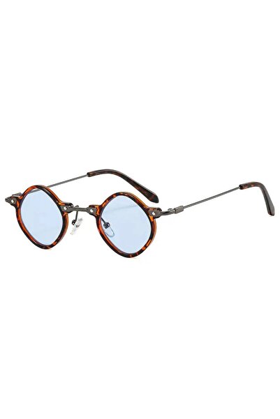 Toz Vintage نظارات شمسية كلاسيكية عتيقة الطراز بإطار دائري من الزجاج الأزرق ا...