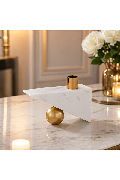 Dania Marble and golden metal candlestick decoration model