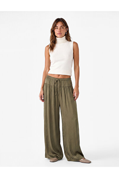 Koton Tie-Waist Aerobin Fabric Draped Satin Trouser Skirt