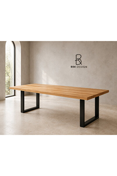 BRK Design Ahşap Masif Retro Tasarım Ceviz Renk Yemek Masası Mutfak Masası