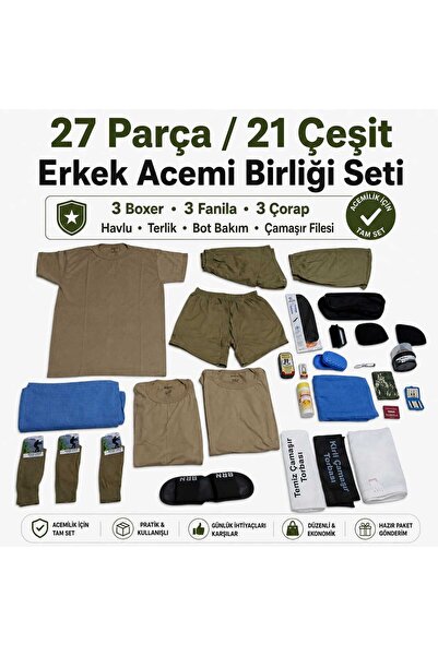 SEVEROZ 27 Parça 21 Çeşit Erkek Acemi Birliği ve Bedelli Asker Ihtiyaç Seti H...