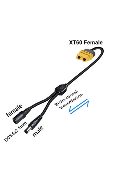 Choice1 XT60 Female - 2xDC 2-in-1 XT60 to Dc5521 Connector Head Convert to 2x...