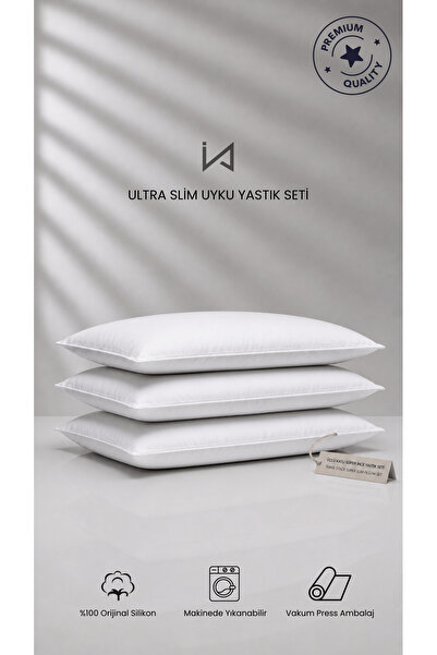 İz Home İz Premium 3 Adet Slim Yastık | Ultra Yumuşak Dolgu | Micro Kumaş | İ...