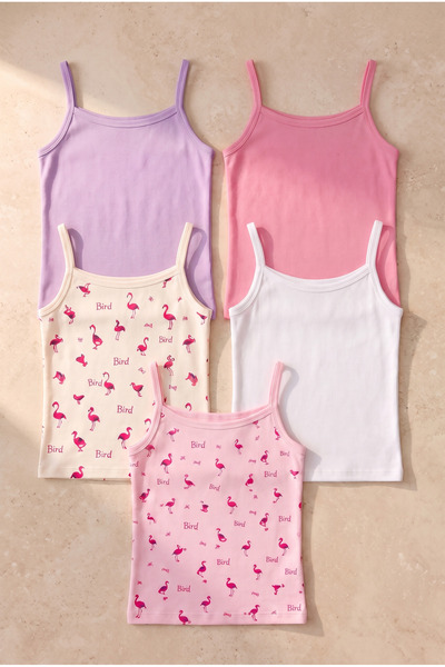 Katia&Bony Girl's 5-Pack Thin Strap Multi-Colored Undershirts