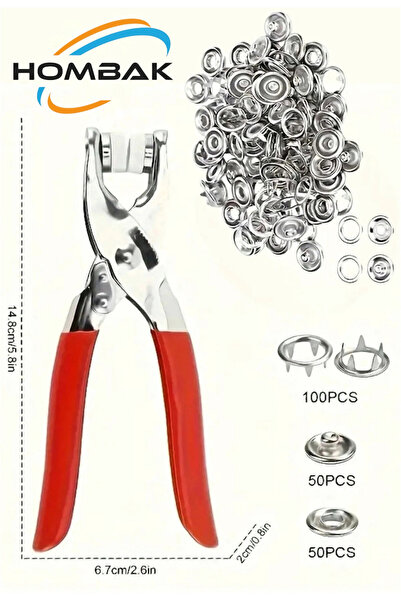 Hombak 200 adet Paslanmaz Çelik Çıtçıt ve Pense Seti Metal Çıt Çıt Makinesi 50 set Çıtçıt
