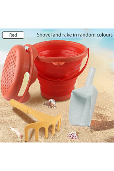 Choice Red Folding Bucket 4 in 1 New Style 4 Piece Beach Toy Set Collapsible ...
