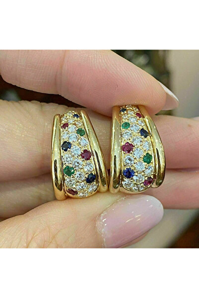 Choice E4196 Huitan Novel Trendy Gold Color Hoop Earrings for Women Luxury Br...