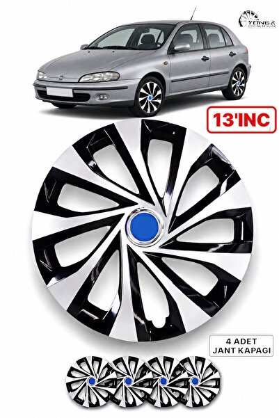 YONGA OTO AKSESUAR FİAT BRAVA 13 İnç Jant Kapağı 4'lü Set Siyah Gümüş + 4 Amb...