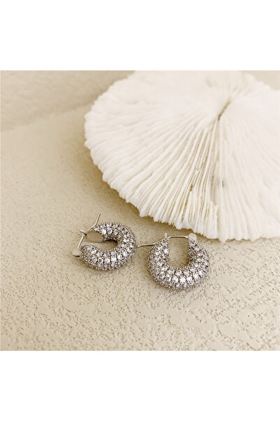Choice E2004 Huitan Big/Small Two Sizes Hoop Earrings for Women Full Paved CZ...