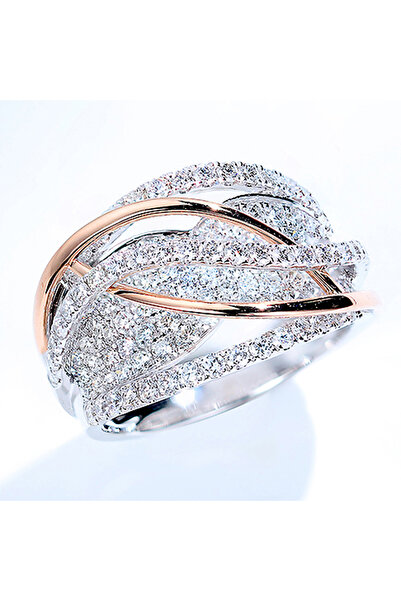 Choice1 8 Q180 Huitan Newly Designed Two-tone Rings for Women Silver Color/Ro...