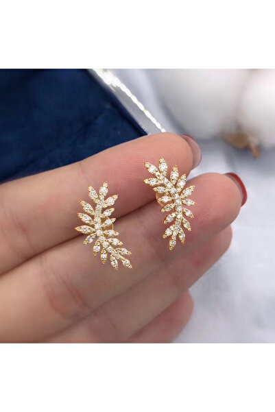 Choice E2142 Huitan Small Fresh Leaves Earrings with CZ Stone Aesthetic Jewel...