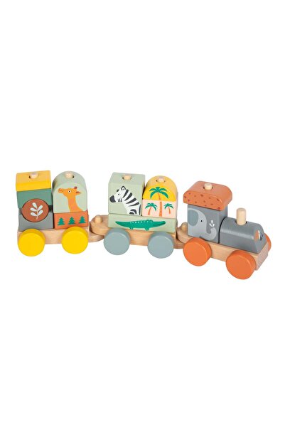 Small Foot Trenuleț Safari – Jucărie din lemn 2-în-1 pentru copii cu piese in...