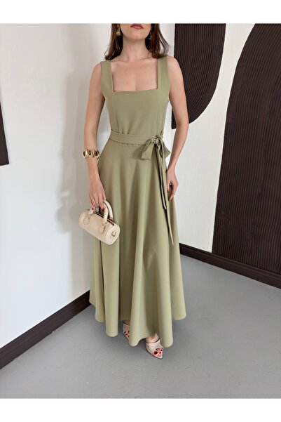 Ekim Store Μάξι φόρεμα με χοντρές τιράντες και ζώνη στη μέση