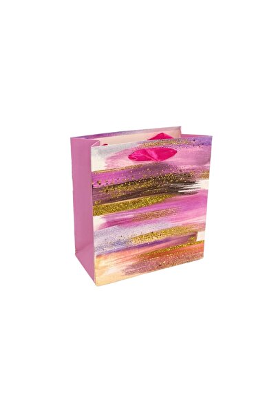 AFO Set of 12 Gift Bags colorful pattern Pink 14x15x7
