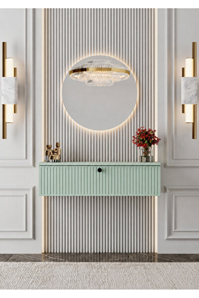enwood Mimosa MDF Dresuar Duvara Monte Kapaklı Dresuar (mint yeşili) 69 cm