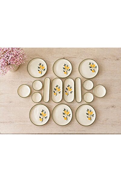 Home 16 parça Limon Desen kahvaltı takımı