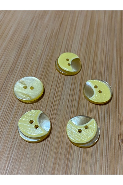 Lorin hobi Wavy Polyester Button 14 mm 5 Pcs Yellow