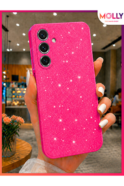 Molly SAMSUNG GALAXY S24 FE İçin Neon Pembe Berry Parıltılı ve Işıltılı Parla...