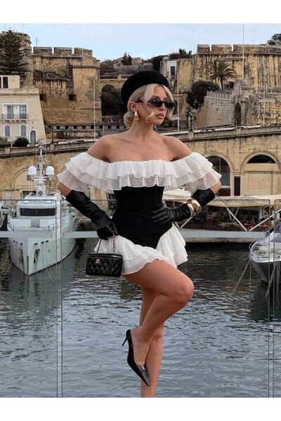 Estilo Fashion Γυναικείο φόρεμα από ύφασμα Valentina Dalgıç και τούλι