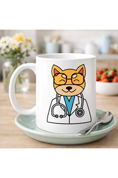Generic Brand كوب بورسلين بتصميم دكتور كات موديل 174 – كوب قهوة لطيف بتصميم ط...