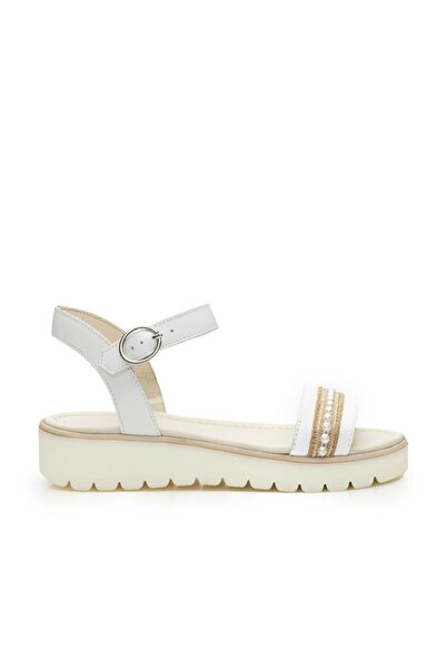 UrbanShoes Sandale cu talpă joasă damă, din piele naturală, Leofex- 368 Alb Box