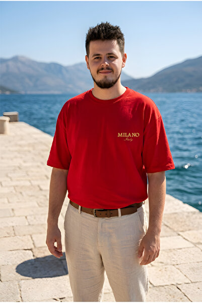 HOFFNUNG Unisex Βαμβακερό μπλουζάκι με λαιμόκοψη ποδηλάτου σε μεγάλο μέγεθος