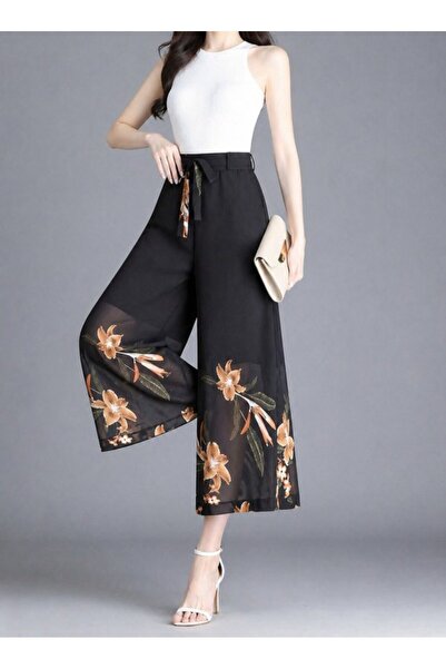 Kokosh moda Γυναικείο παντελόνι σιφόν με ψηλή μέση και λεπτομέρεια ζώνης στη ...