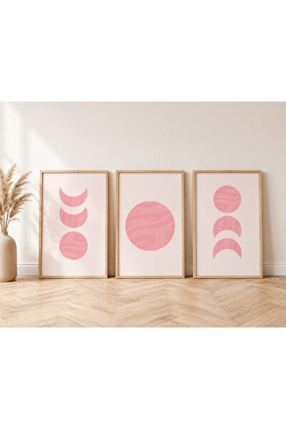 Pegziz Σετ 3 τεμαχίων Minimal Pink Geometric Painting Set Ζωγραφική τοίχου με...