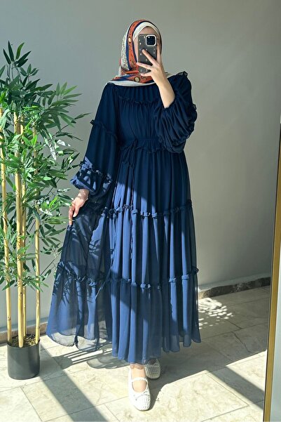 Tuba Sözen Ruffle Detailed Chiffon Dress