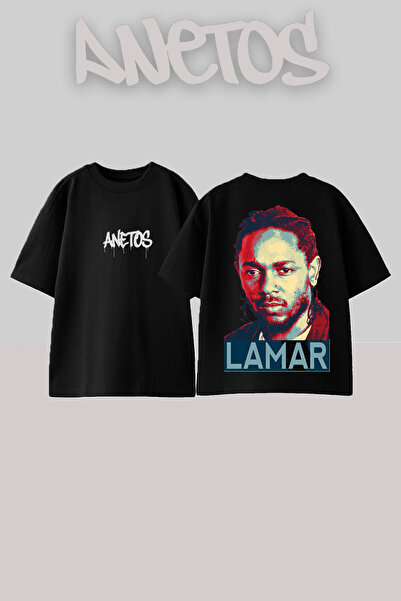 Anetos Μπλουζάκι Kendrick Lamar με σχέδιο στο πίσω μέρος, από βαμβάκι, μαύρο,...