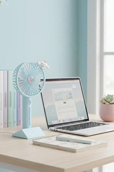 SANRIO Lisanslı Cinnamoroll Mini El Vantilatörü – Taşınabilir Şarjlı Serinlet...