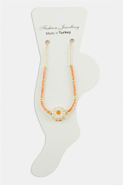 Generic Brand Nazar Miyoki Bead Anklet - Orange