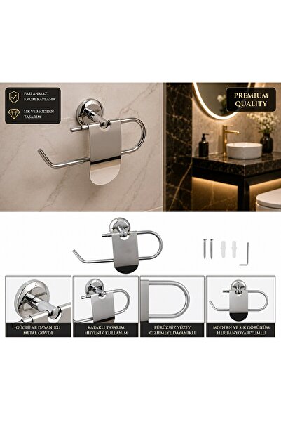 ESBH Premium Stainless Chrome Toilet Paper Holder – Wall-Mounted Modern Wc Pa...