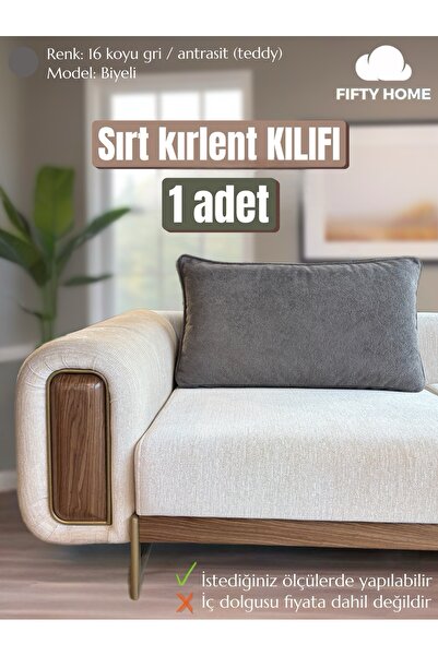 Fifty Home 1 ADET KILIF - Büyük sırt kırlent minder yastık KILIFI fermuarlı-t...