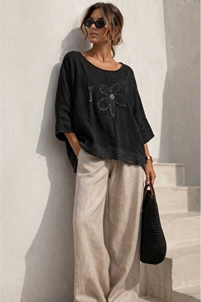 Rosidam Daisy Sequin Linen Shirt