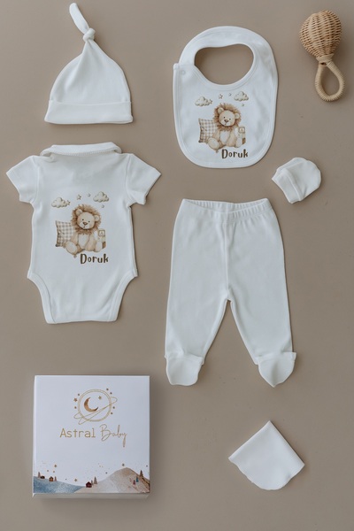 Astral Baby طقم قميص قصير الأكمام مكون من 5 قطع من القطن الفاخر بنسبة 100% لح...