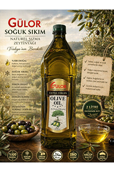 GÜLOR Naturel Sızma Zeytinyağı Soğuk Sıkım Excellent Yeşil