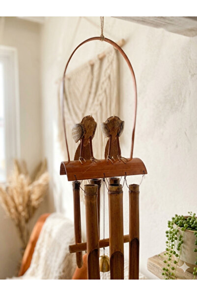 kokoş butik Ahşap Bambu El Yapımı kuş temalı Rüzgar Çanı Balkon Bahçe Kapı Süsü