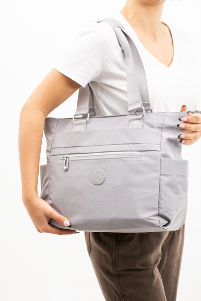 Ayax Light Gray Women's Multi-Compartment Useful Water-Resistant Parachute Fa...