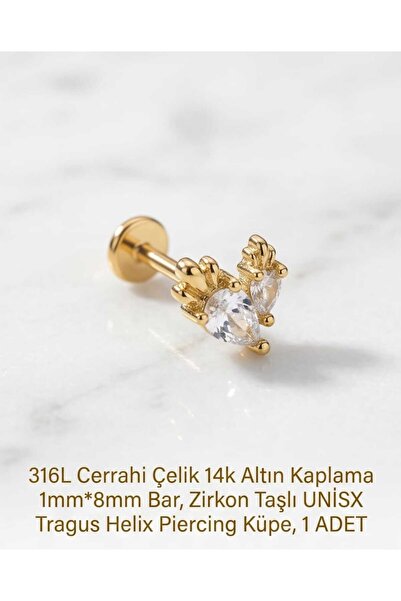 Lunexa 316L Cerrahi Çelik Altın Kaplama Kararmaz Alerji Yapmaz Zirkon Taş Fig...