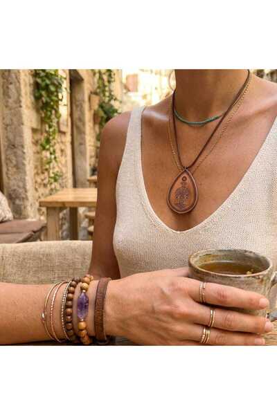 Zib Grips Velvet Copper Chakra Tree of Life Copper Necklace Handmade Boho Spiritual Gift