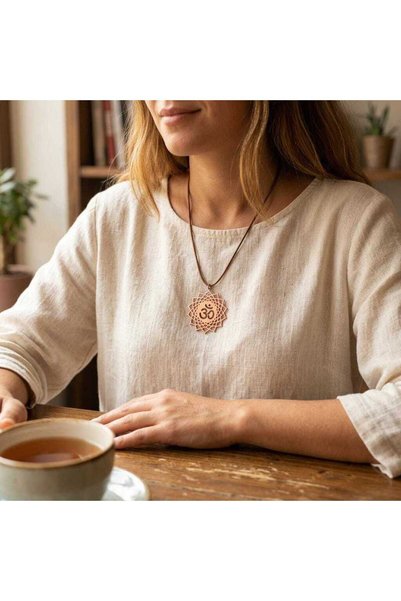 Zib Grips Velvet Copper Crown Chakra Om Copper Pendant Handmade Boho Spiritual Gift