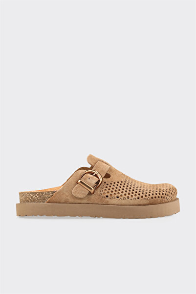 Elle Shoes Naturel Deri Kadın Terlik