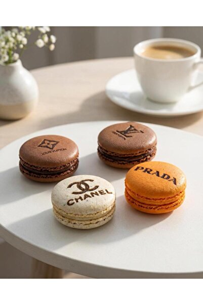 Macaron Sepeti Lüks Moda Evleri Baskılı 12'li Macaron