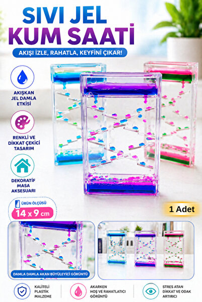 Tamsena Store Sıvı Jel Kum Saati Dekoratif Renkli Damla Akışlı Sensory Oyunca...