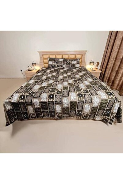 Yellow Drapes Boho print King Size Bedsheet 108x108 Inches UAE, 100% Cotton 8...